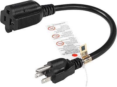 CERRXIAN UL Listed 1FT 15 Amp to 20 Amp Plug Cord, NEMA 5-15P Male to 5-15 / 20R Female 20Amp T Blade Household Plug Power Extension Cable