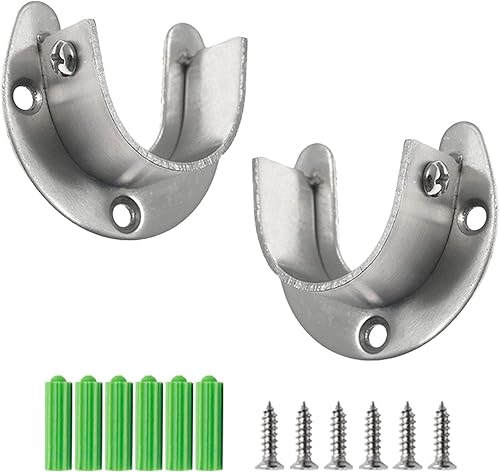 2 piezas de enchufe de varilla de acero inoxidable resistente, soporte para armario, soporte de barra de brida, soportes de extremo de barra de
