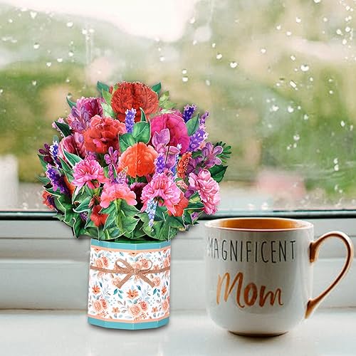 Miniatura 4 de CERSLIMO Tarjeta para el día de la madre, regalos del día de la madre, tarjetas emergentes para mamá, ramo de flores de clavel 3D para siempre,