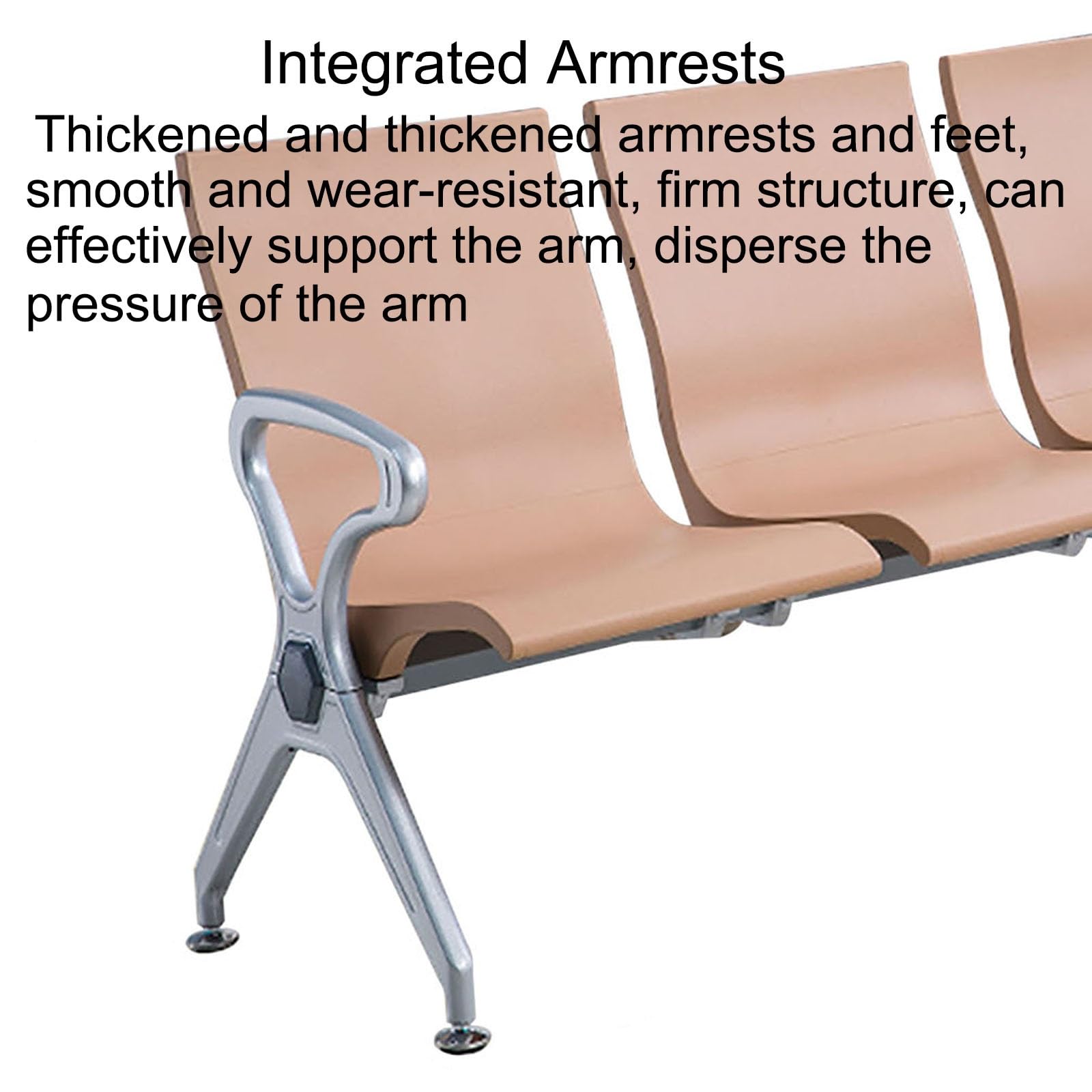 Elegante Wartebank aus Kunstleder, Flughafen, 3-Sitzer-Sofa mit Armlehnen und Rückenlehne, vollständig geschlossener Balken für Büro und Wartezimmer, Grau