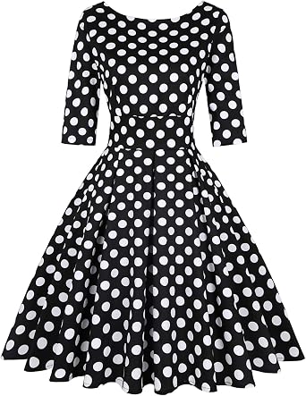 MINTLIMIT Women's 1950s Retro Vintage Cocktail Party 3/4 Sleeve Swing Dress