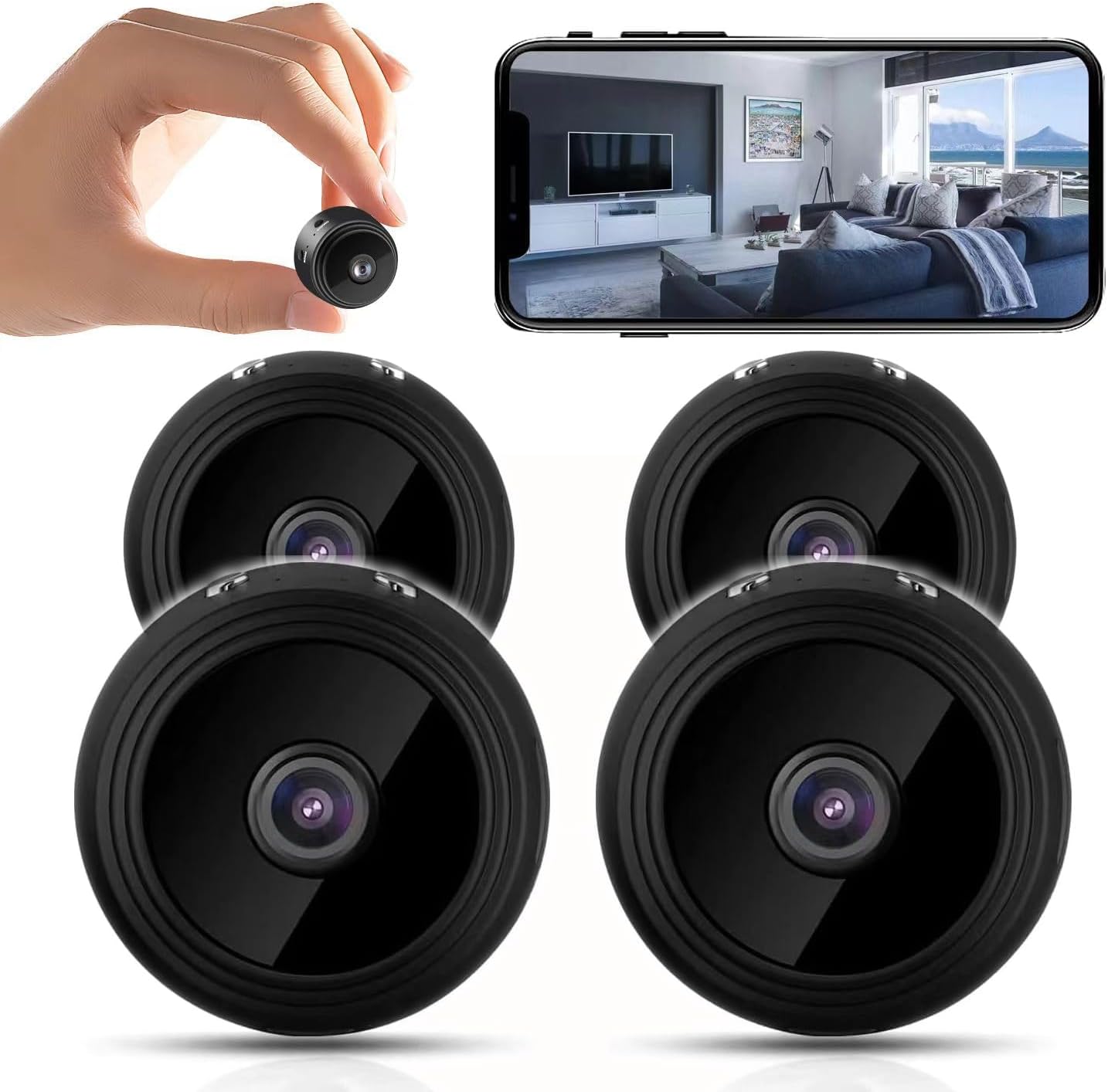 Mini Hidden Cameras,1080P HD WiFi Security Camera for Baby Pet Nanny Surveillance, Spy Cam for Home Indoor Outdoor Monitoring Remote Viewing with APP(Video Only) (4)