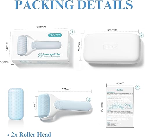 Miniatura 7 de DPGrazzt Rodillo de hielo para cara, ojos, cuerpo, masajeador facial de alta calidad, rodillo de cuidado de la piel, minimizado poros, hinchazón,