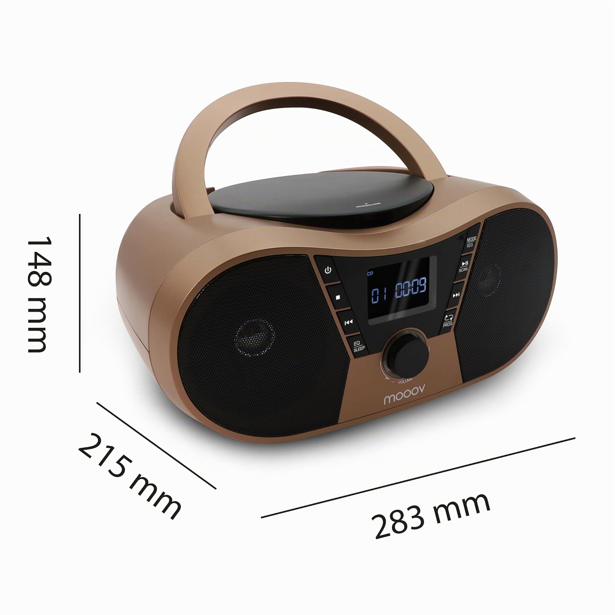Lettore CD Copper & Black con radio FM, porta USB, funzione Sleep e ID3