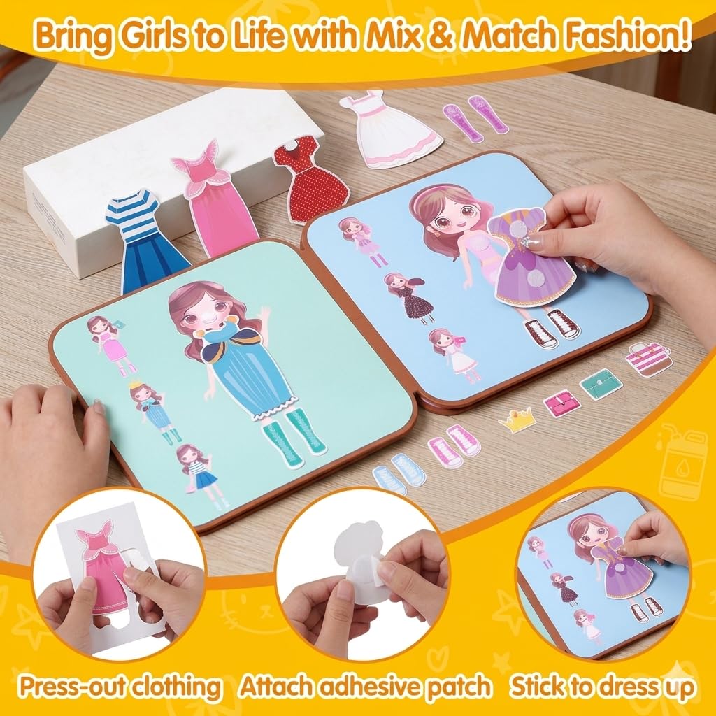 Libro de Colorear con Agua Mágico Princesas, 2 en 1 Reutilizable Libro de Pintura con Agua y Juego de Vestir con Velcro, Juguete Educativo de Viaje para Niñas de 3 a 6 Años — view 3
