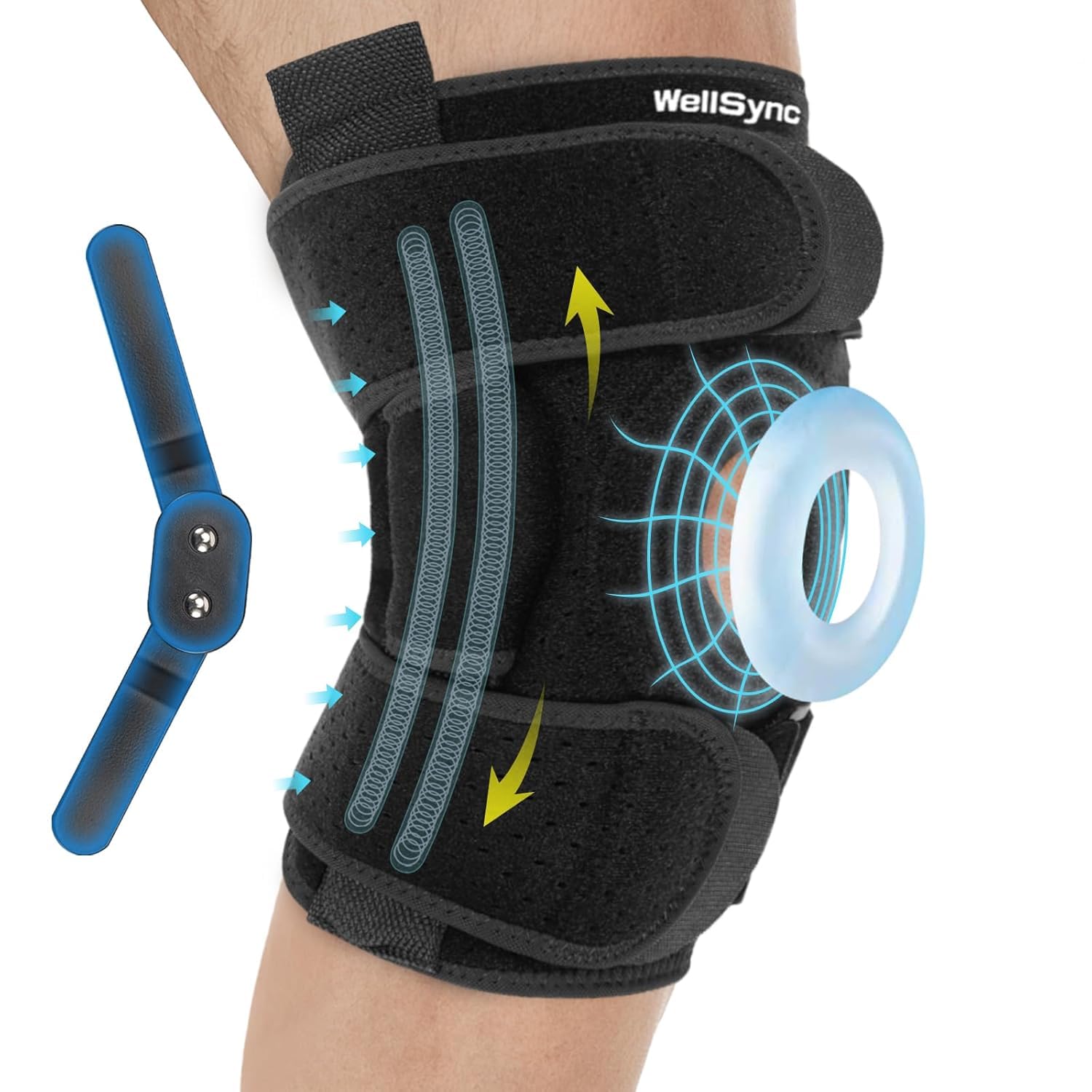 WellSync Hinged Knee Brace with Side Stabilizers,Knee Brace for Arthritis Pain and Support with Patella Gel Pads,Relieves ACL,MCL,Meniscus Tear,