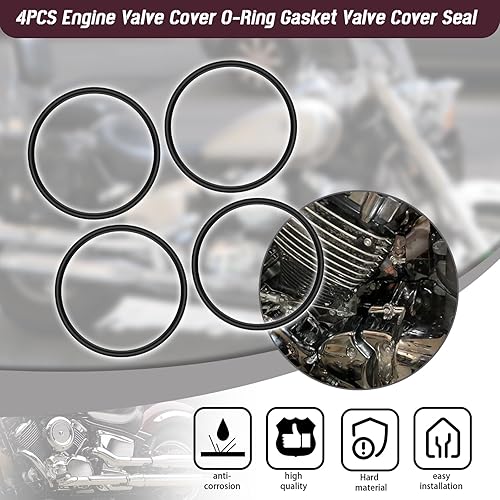 Miniatura 6 de Junta tórica para tapa de válvula de motor, 4 piezas 93210-62446-00 compatible con Yamaha XVS 1100 (reemplazar #93210-62446-00)