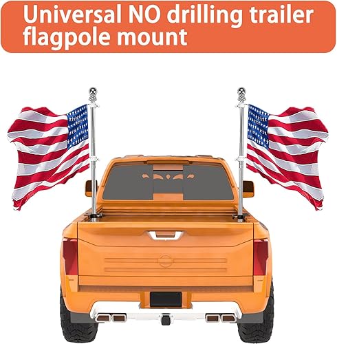 Miniatura 2 de Soporte para mástil de bandera de camión de remolque en la cama, soporte de bandera sin perforaciones para camioneta con riel de cama o sin riel de
