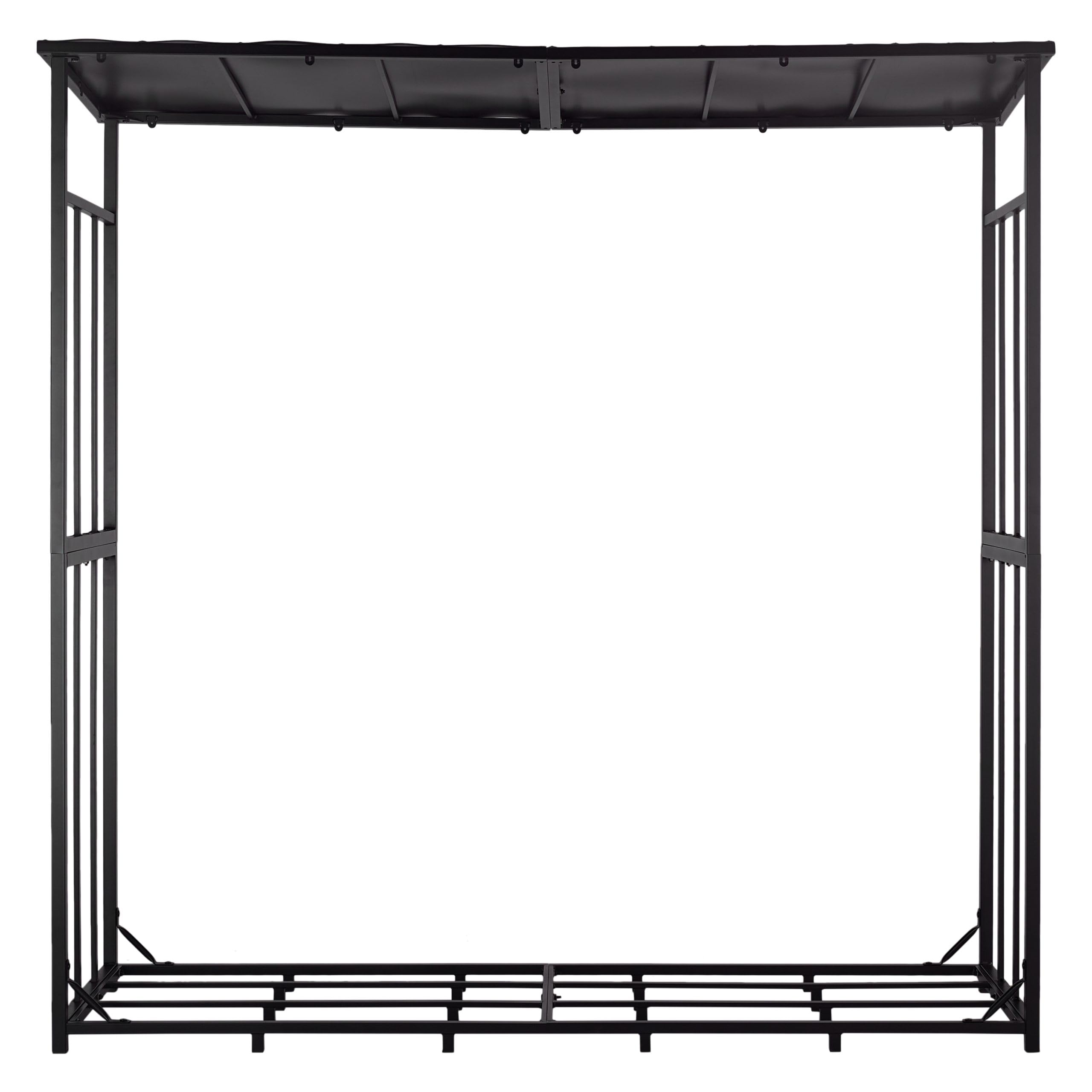 Kaminholzregal mit Dach + Schutzhülle + Tragetasche - Brennholzschuppen - Holzaufbewahrung wasserdicht - Brennholzregal - Holzregal - Kaminholzunterstand- Schwarz - Metall (180x60x180cm)