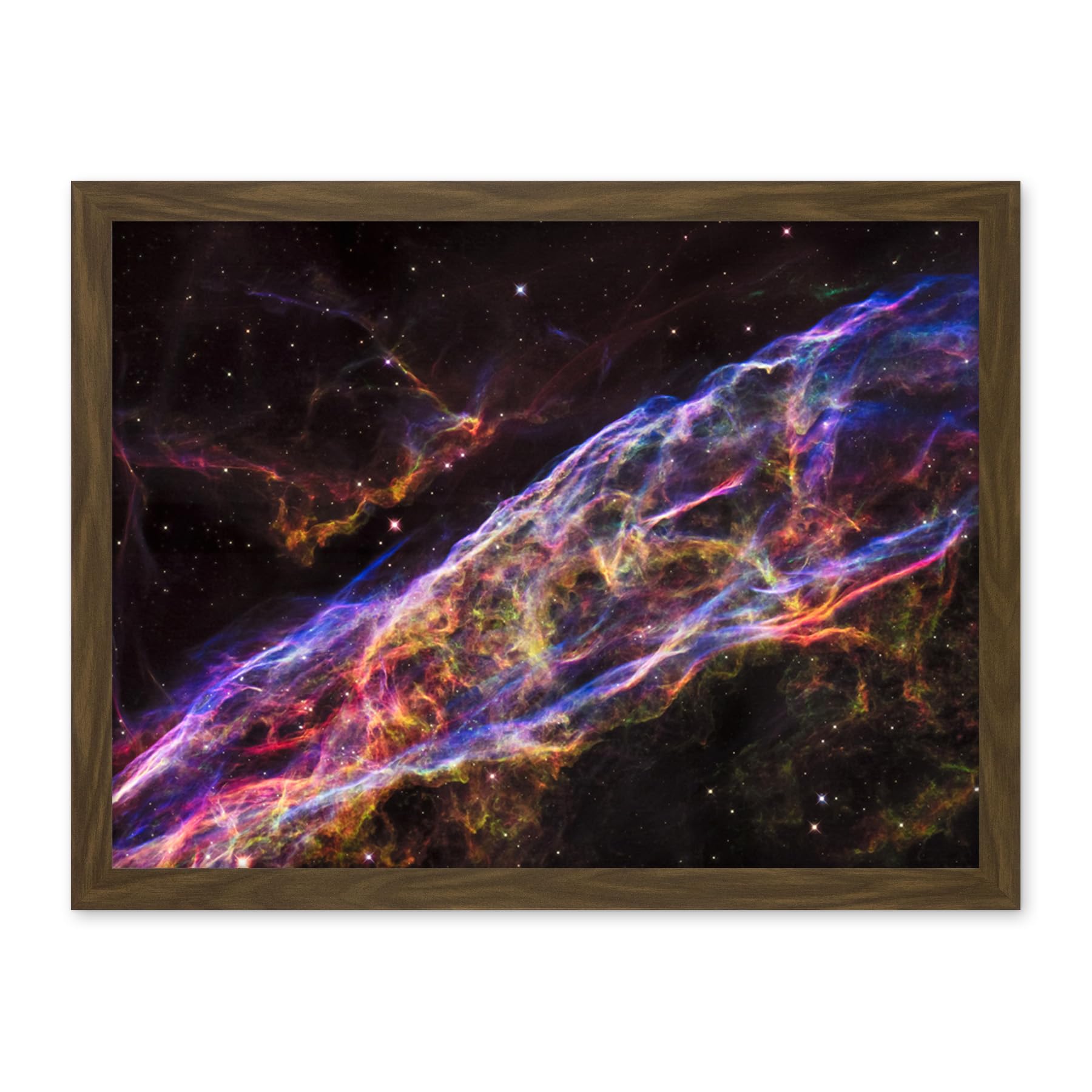 Artery8 Hubble Space Telescope Image Veil Nebula Supernova Remnant Blast Wave Stunning Massive Star Debris Remains Artwork Framed Wall Art Print 18X24 Inch