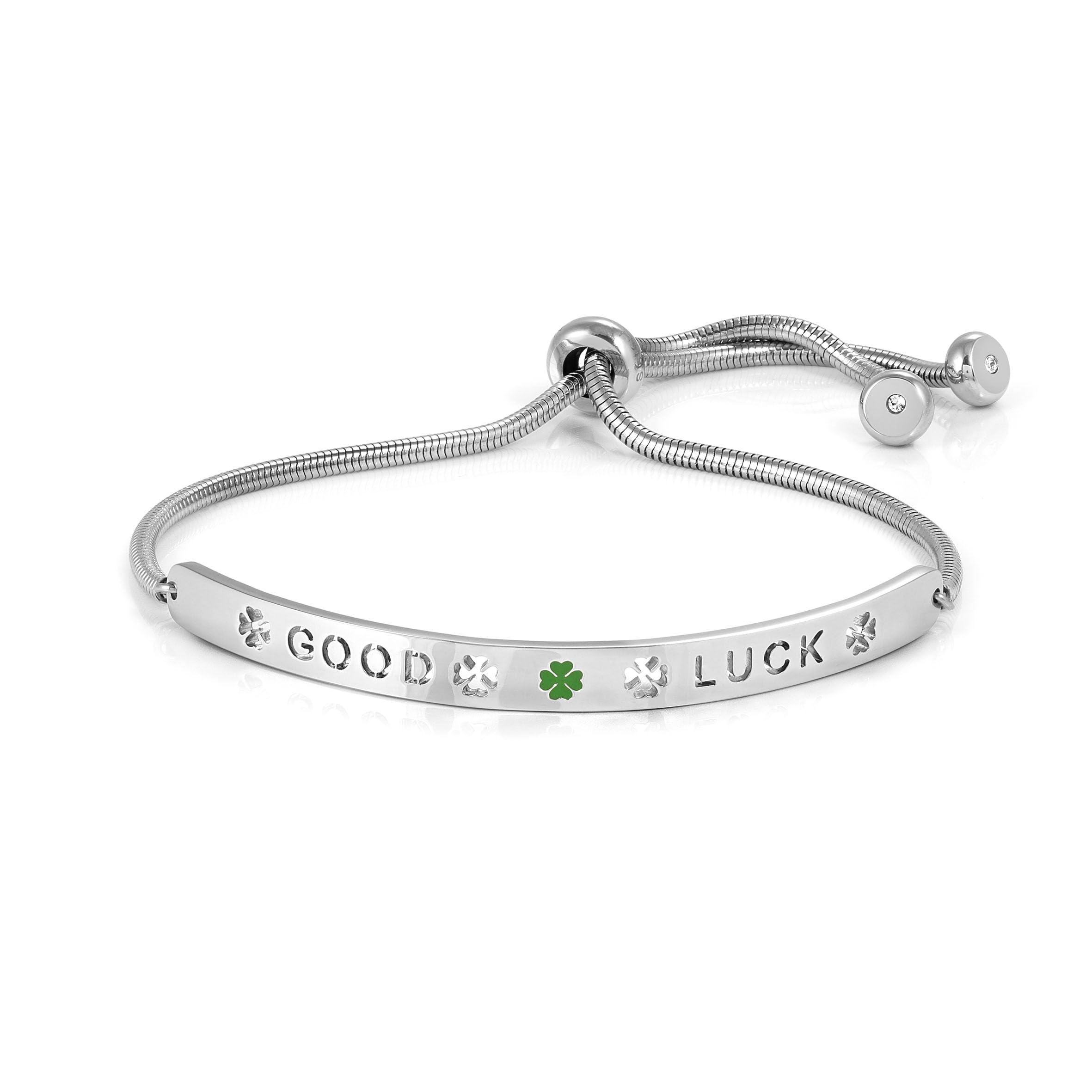 Nomination Bracciale Donna - Collezione Messaggiamo, Acciaio e Zirconi, Lunghezza Regolabile 14-20 cm, Chiusura Scorrevole, Idea Regalo