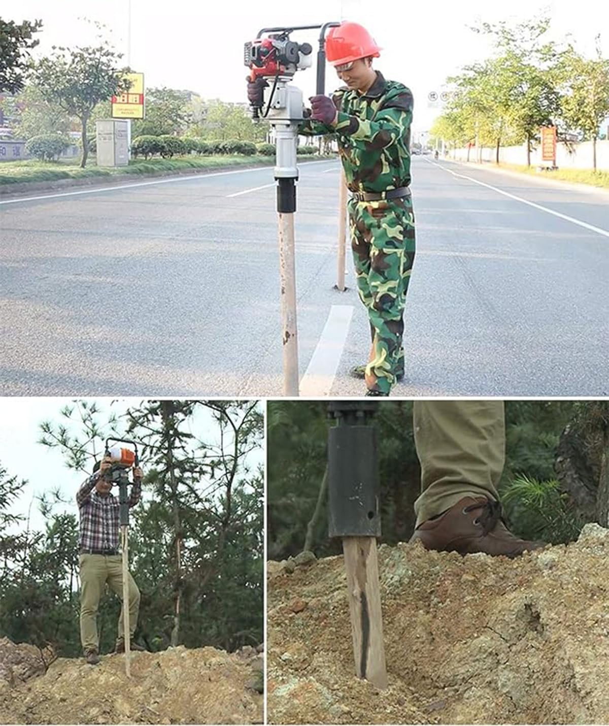 Clavadora de postes en T a gas, clavadora de postes a gasolina Herramienta para vallas de jardín Clavadora de postes manual, ligera y de gasolina