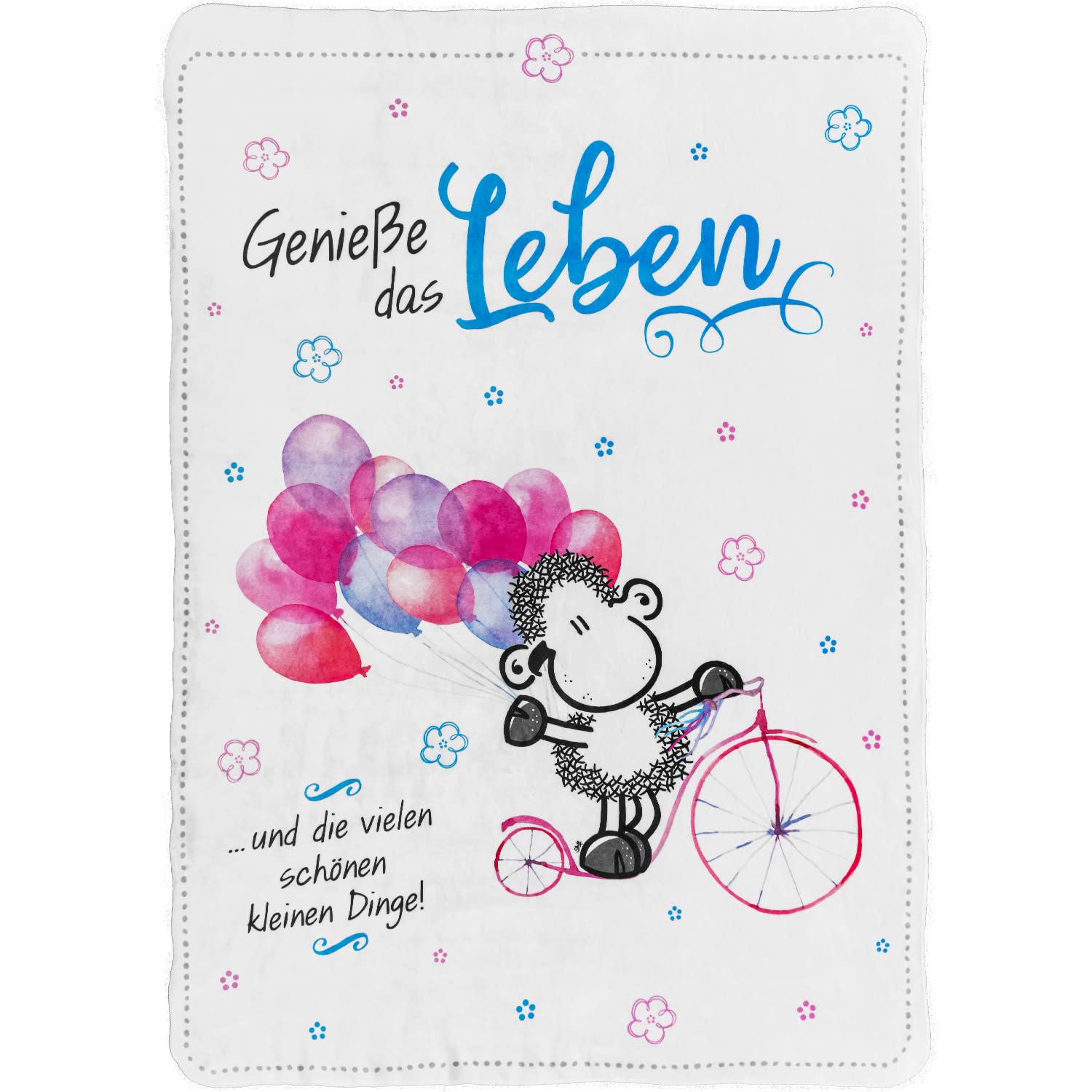 Sheepworld Sherpa-Decke »Genieße das Leben« | Flauschdecke, Polyester, 130 x 180 cm, Motivdruck | Geschenk Freunde| L7009