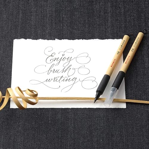 Miniatura 2 de Kuretake - Juego de 5 pinceles Bimoji (extra fino, fino, mediano, grande, mediano), ideal para caligrafía, letras e ilustración a mano, para