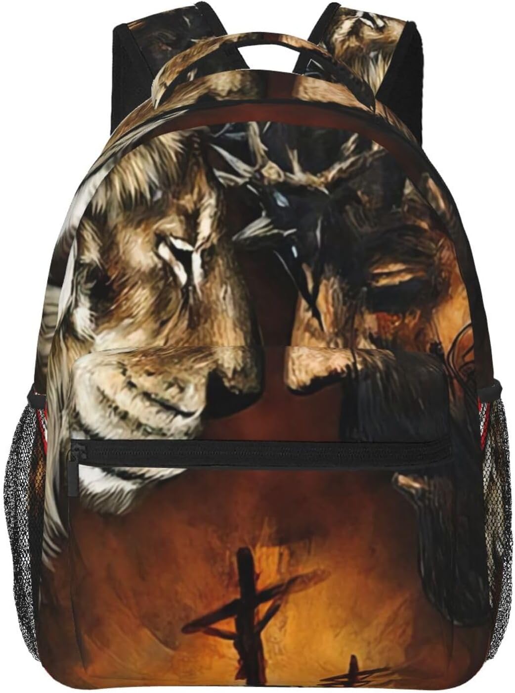 Under God Jesus Lion American Flag Backpack Laptop Backpack Sports Travel Shoulder bag Light casual backpack