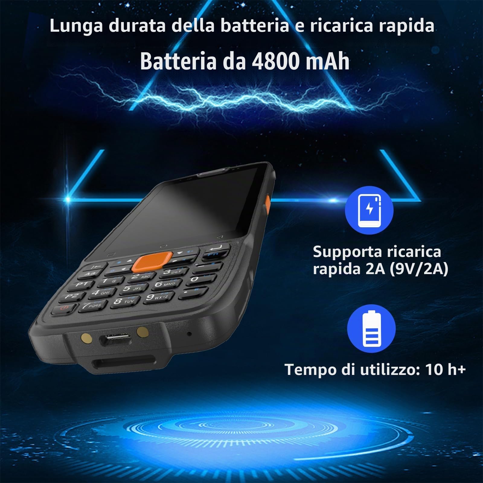 Scanner di codici a barre Android, PDA portatile Android 13, 4GB+64GB, PDA robusto 1D/2D/QR, 2/3/4G Wi-Fi 5/BT 5.0, Terminale dati portatile touch screen da 4 pollici per inventario