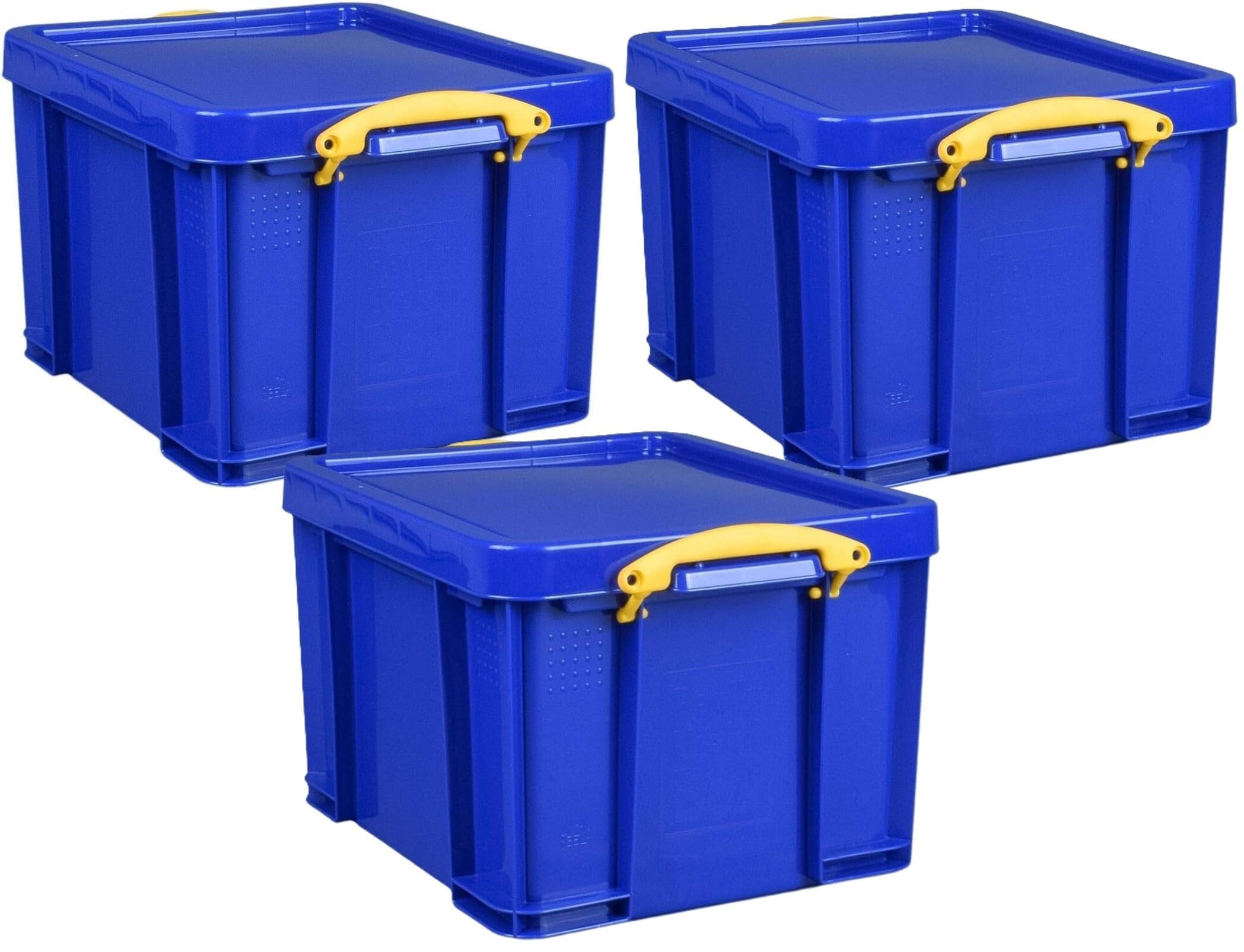 Pasha Traders Blue Really Useful Box Plastic Storage 35 Litre Pack Of 3