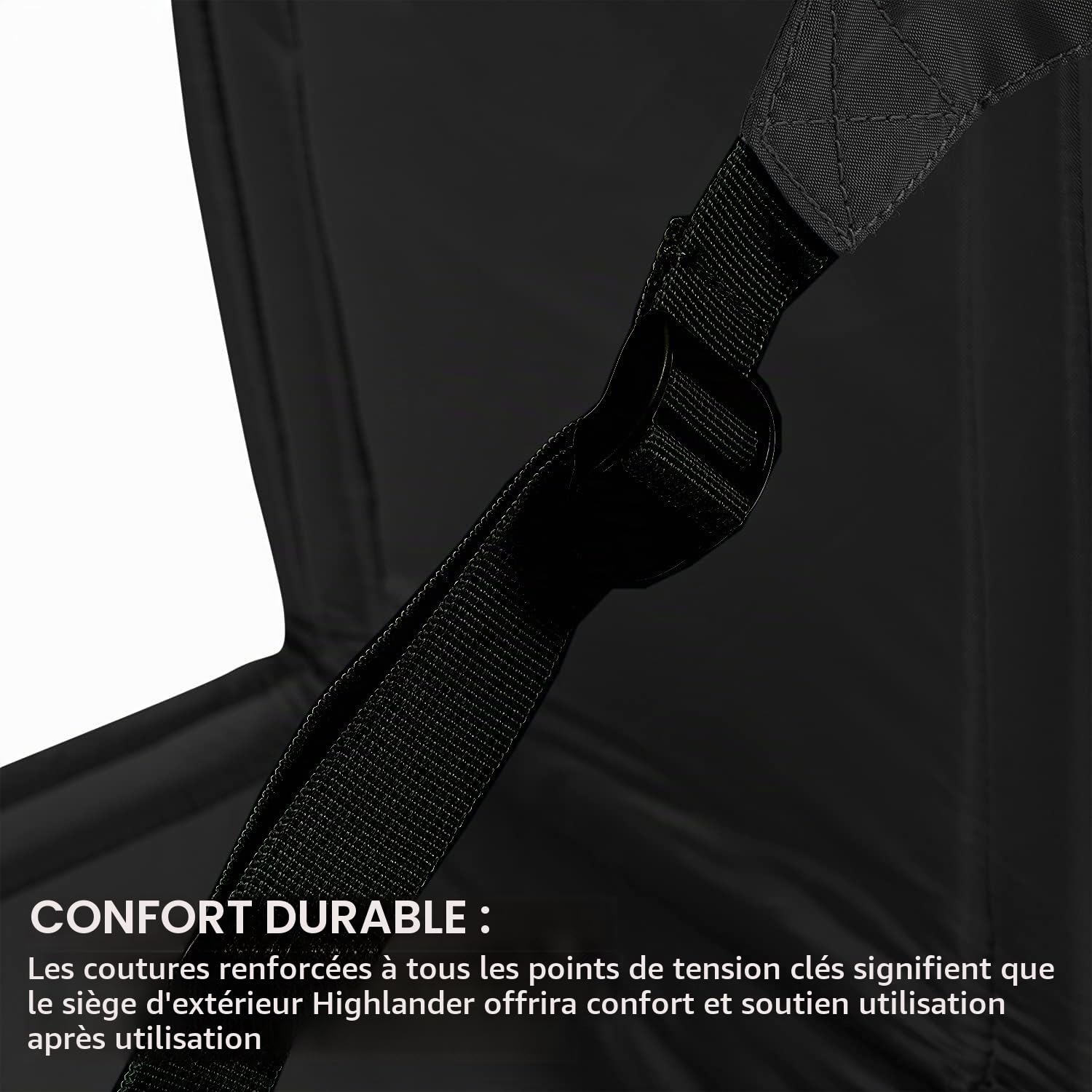 Highlander Tapis de siège Pliable pour l'extérieur - Siège de Stade léger et rembourré Portable, idéal pour Les promenades, Les Pique-niques, Le Camping, la randonnée ou Les Festivals (Noir)