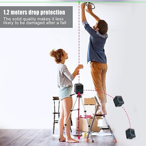 Miniatura 4 de Nivel láser, láser RockSeed Cross Line con línea autonivelante, vertical y horizontal, giratorio 360 grados, bolsa de transporte, batería incluida