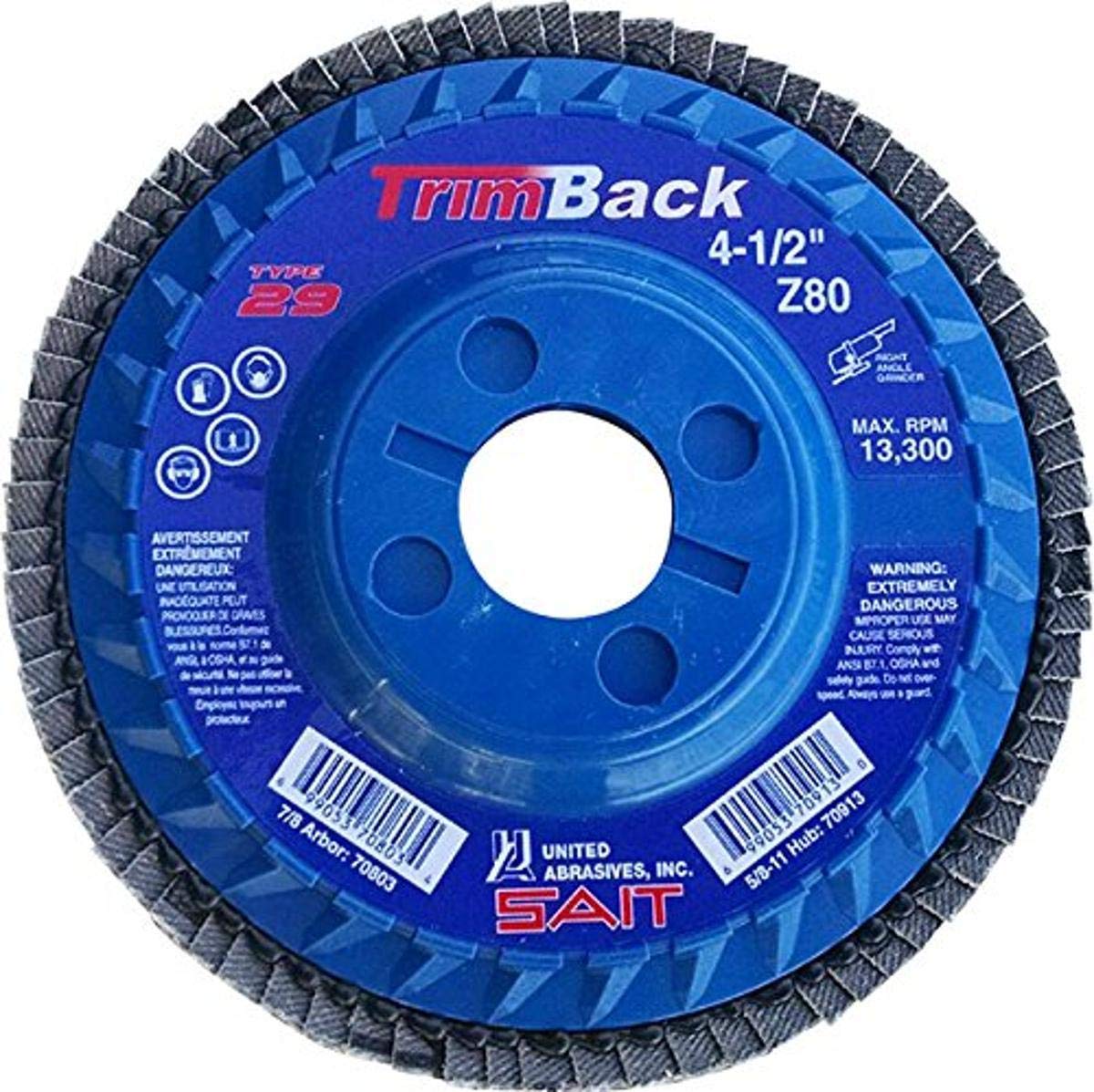 SAIT 70963 Trim Back Flap Disc with 41/2InchInch Diameter and 5/811