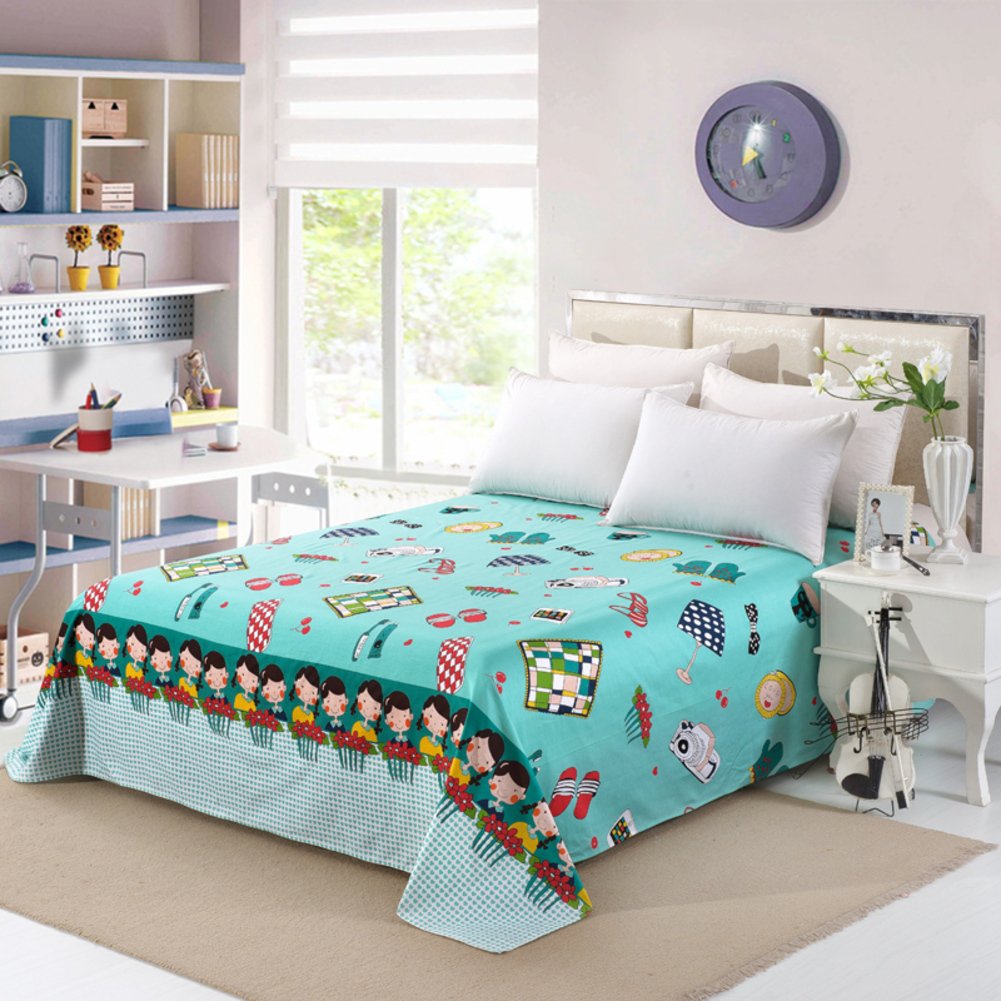 Draps en coton été imprimés pour lit double et dortoir 270x230