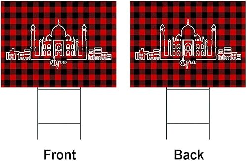 Miniatura 4 de Letrero patriótico de doble cara con estacas de India Agra Yard Lawn de 18 x 24 pulgadas, con estacas para decoración de cumpleaños, fiesta de jardín