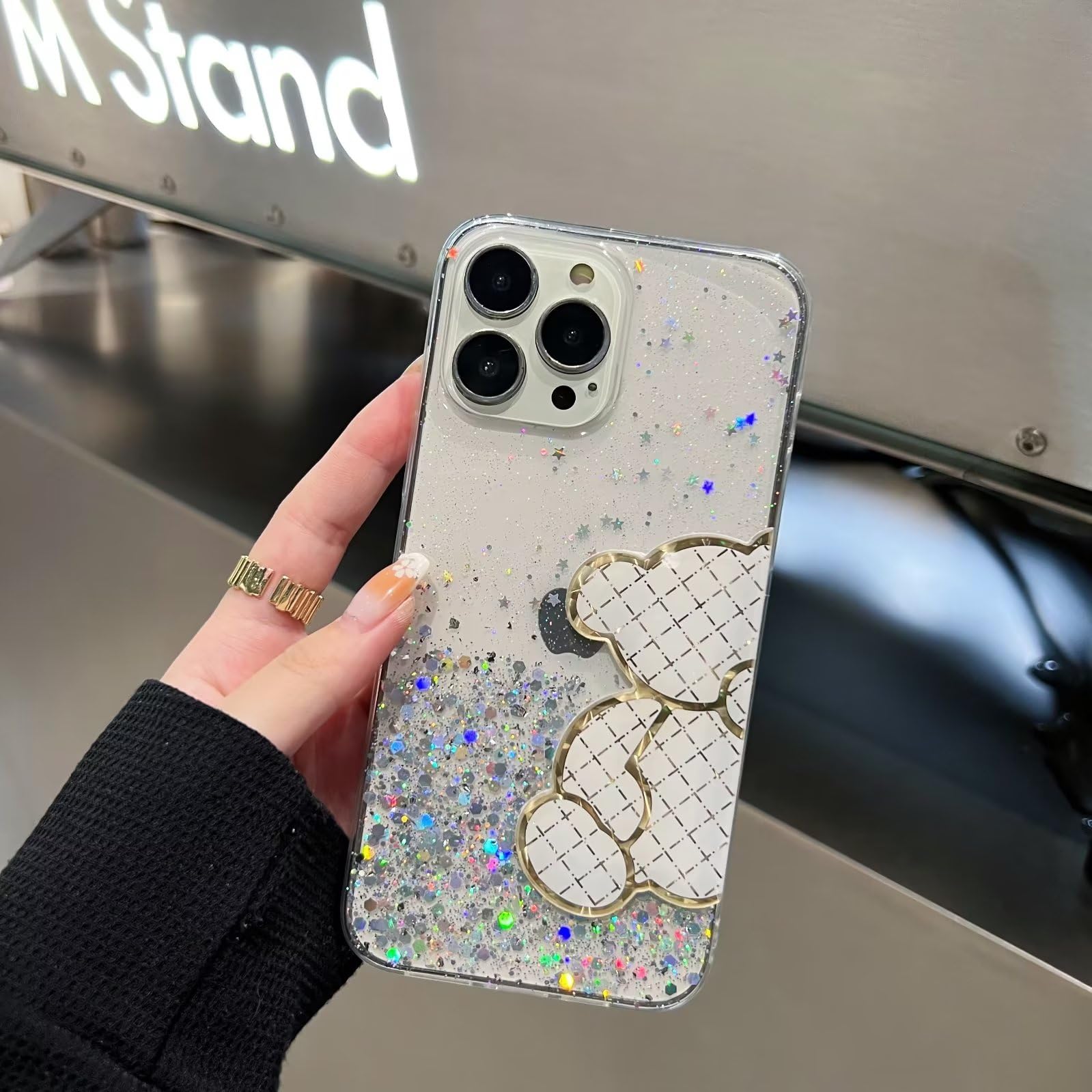 Rnrieyta Miagon Lapin Support Brillant Coque Pour Samsung Galaxy S22 Ultra,Glitter Transparent Ultra Mince Étui Paillette Housse De Protection Avec