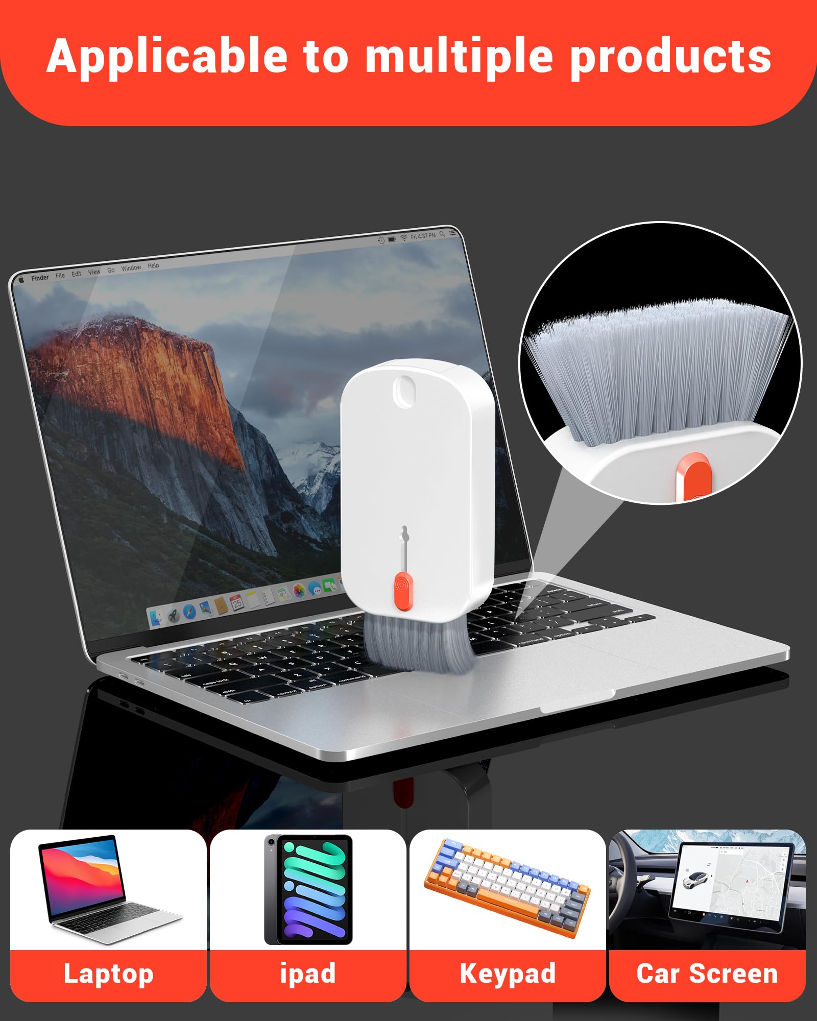 Kit per la pulizia dello schermo, per telefoni cellulari, computer portatili, iPad, monitor, pulisci schermo auto, spazzola per la pulizia della tastiera con estrattore per chiavi, composto da spray