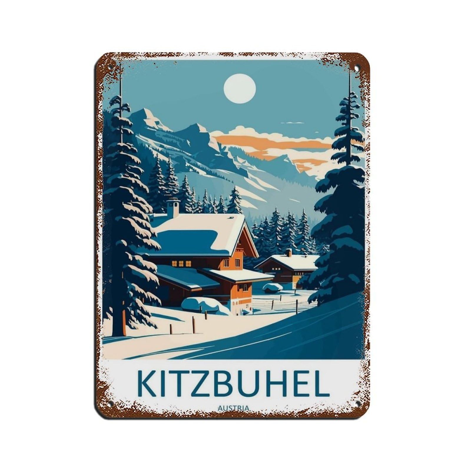 Kitzbuhel Travel Art Ski Art Lover Gift (52) Tin Sign Vintage Metal Pub Club Cafe Bar Home Wall Art Decoration Poster Retro 12x16inch(30x40cm)