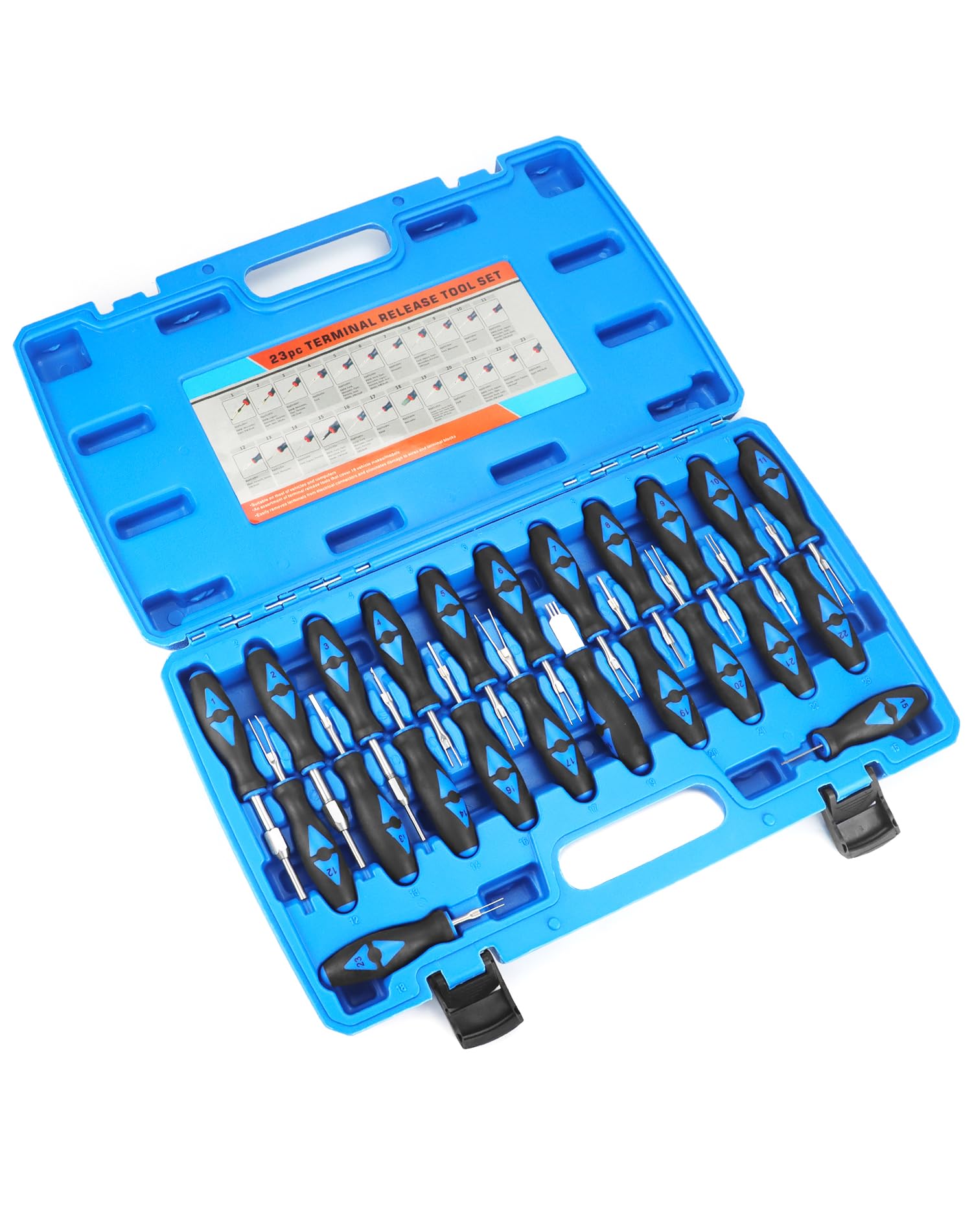 QWORK® 23 Pièces Outils de Retrait de Terminal, Ensemble d'Outils de Démontage de Connecteurs pour Applications Automobiles, avec Étui de Transport
