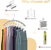Vista 2 de Organizador de leggings para armario, colgador de metal para pantalones de yoga con revestimiento de goma, paquete de 4 con 10 clips para 40 Gris