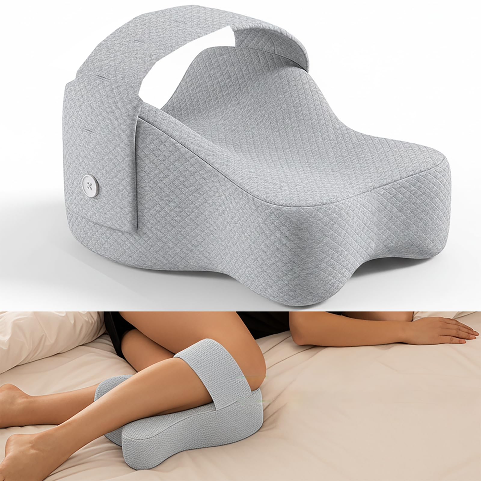 SeoTin Knee Pillow for Side Sleepers, Leg Pillow for Side Sleeping, Sciatica Pain Relief Pillow, Hip Pillow with Ergonomic Memory Foam, Large Gray Cushion for Thigh, Knee (Gray)
