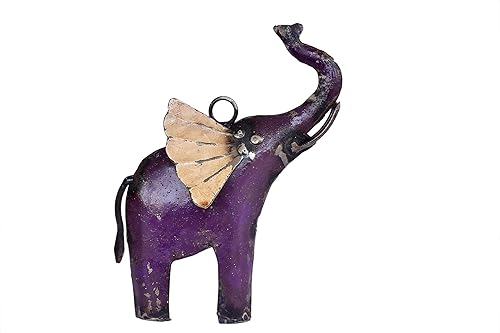 DeKulture - Figura decorativa coleccionable hecha a mano con elefante de hierro reciclado para embellecer la decoración del hogar, oficina, jardín,