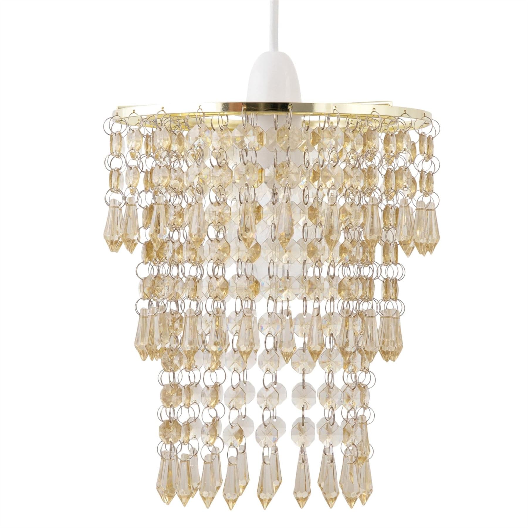 First Choice Lighting Amber Jewel Tiered Light Shade - Gold - Amber