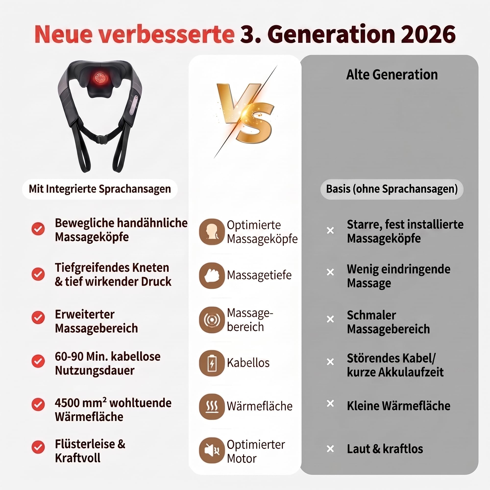 cabaro 4D Nackenmassagegerät mit Wärme 2026, 3 Modi Shiatsu Massagegerät