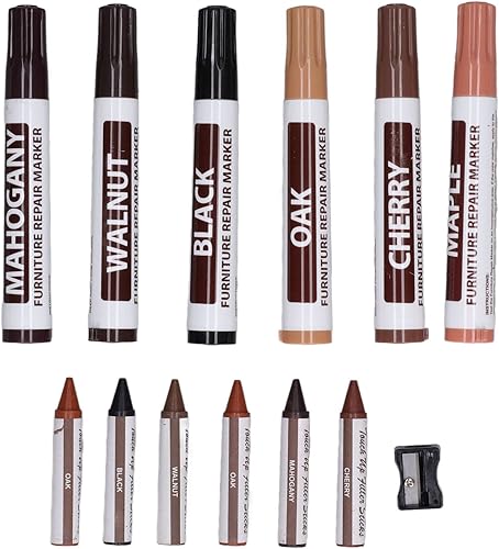 Miniatura 7 de Kit de reparación de muebles, marcadores de madera, marcadores de muebles de retoque, 6 marcadores de muebles para arañazos de madera, mesas de piso