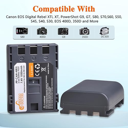 Miniatura 2 de Pickle Power NB-2L NB-2LH Batería 2 Pack y LED Dua Cargador para Canon Digital Rebel XT XTi PowerShot G7 G9 S70 S80 S60 S50 S30 S40 S45 DC420 DC410