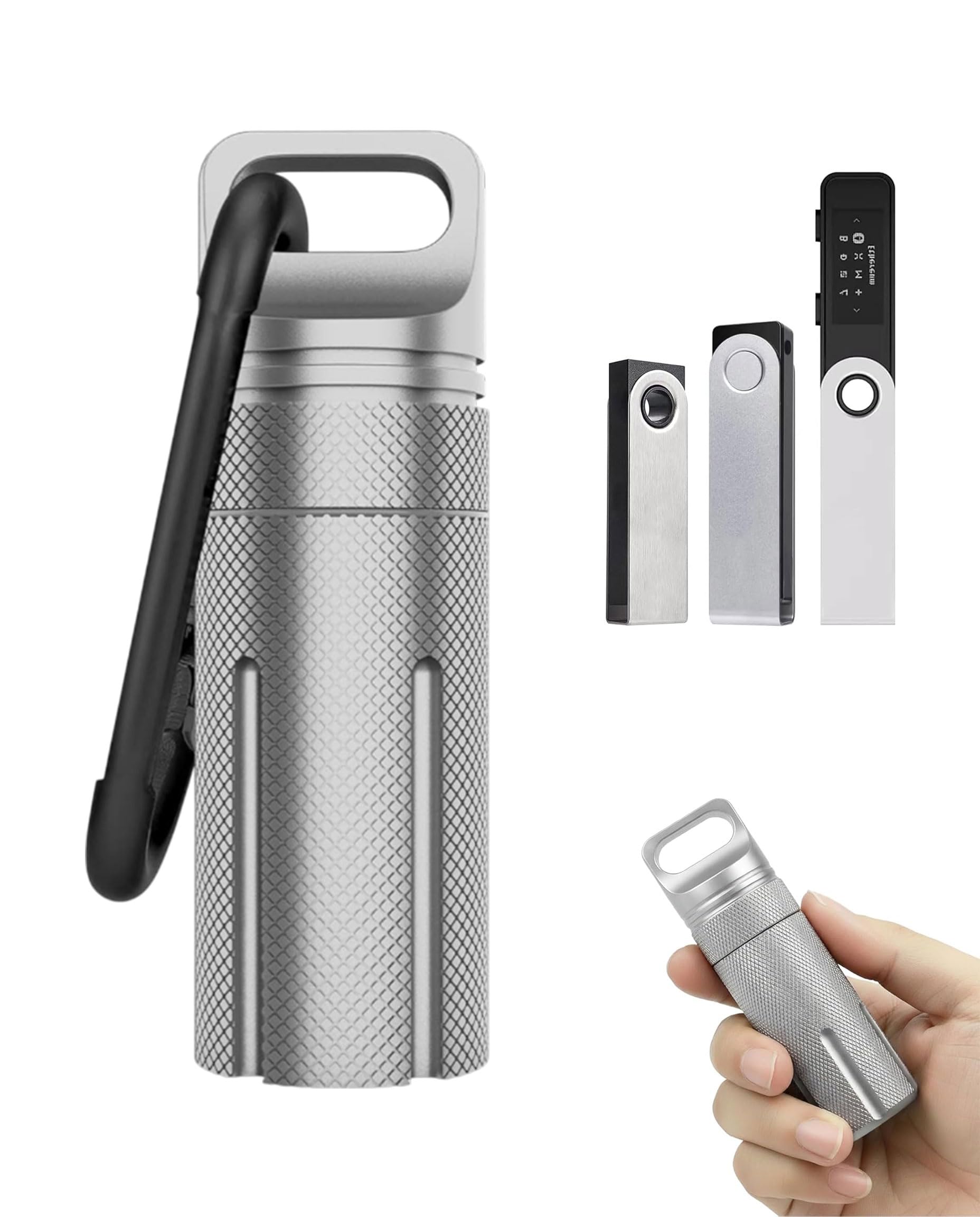1 pieza para Protectora Ledger Nano X, Funda Ledger Nano X Resistente al Fuego, Agua y Impactos para S Plus/S, con Llavero (Gris, Solo Funda)