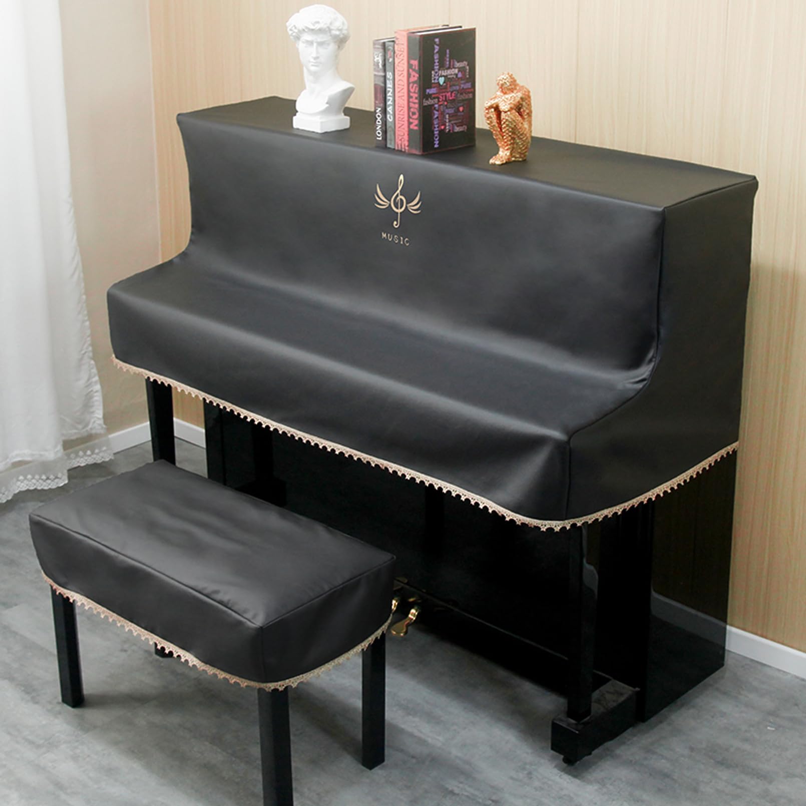 Cutfouwe Full Upright Piano Cover-Upright Piano Dustproof Protective Cover-Fits Standard Sized Upright Pianos,153x36cm
