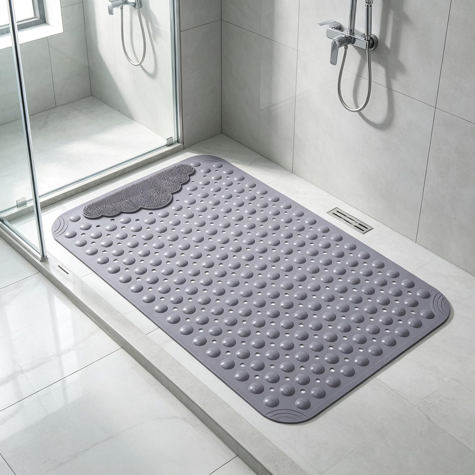 badewannen matte rutschfest umweltfreundliches TPE rutschfest Duschmatte 40x70cm,50x80cm,60x90cm mit Ablauflöchern starke Saugnäpfe Bereich mit Borsten lindert Fußmüdigkeit Geeignet für feuchte