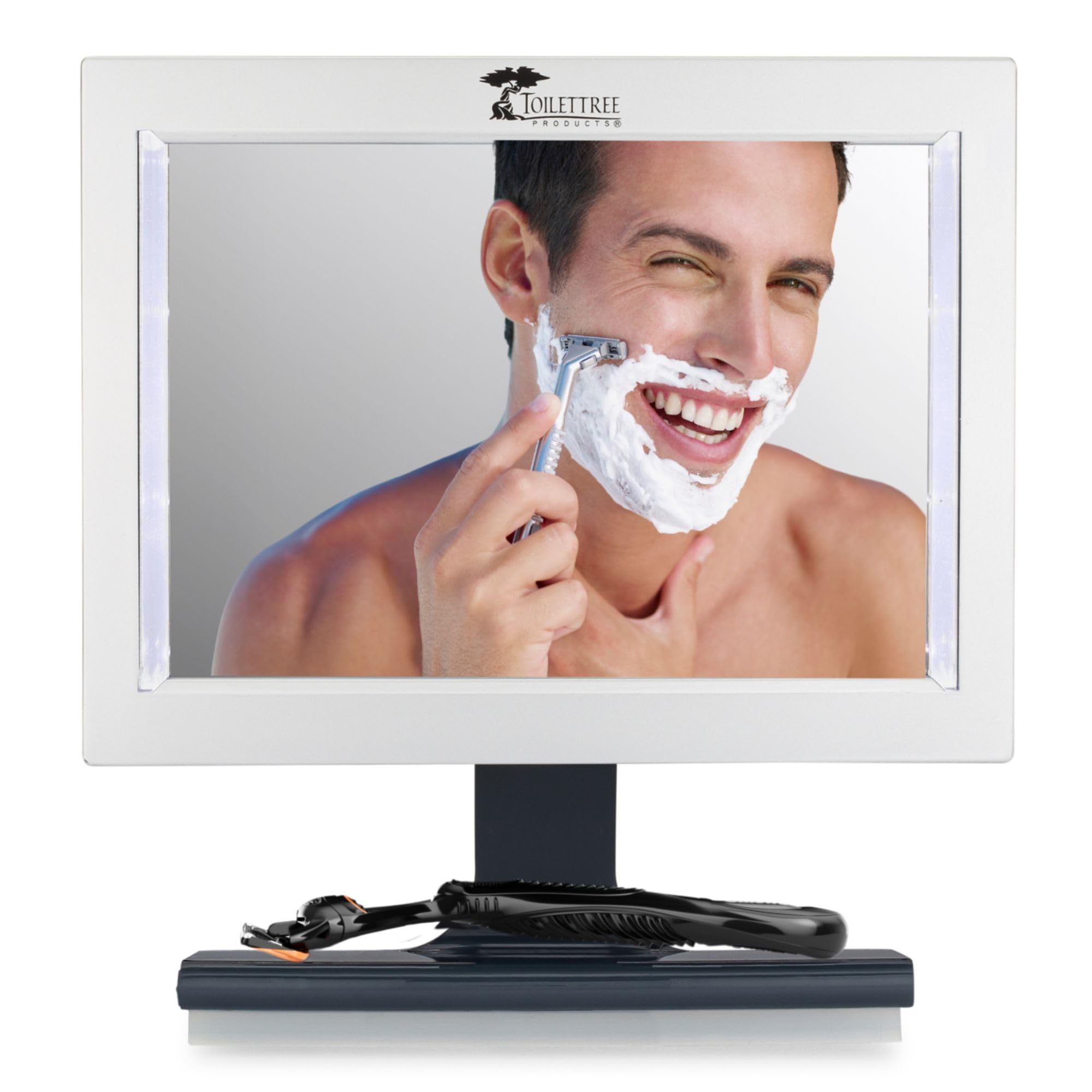 ToiletTree Products, specchio da doccia con LED anti-appannamento e lavavetri garantito, non si appanna, progettato per non cadere (normale)