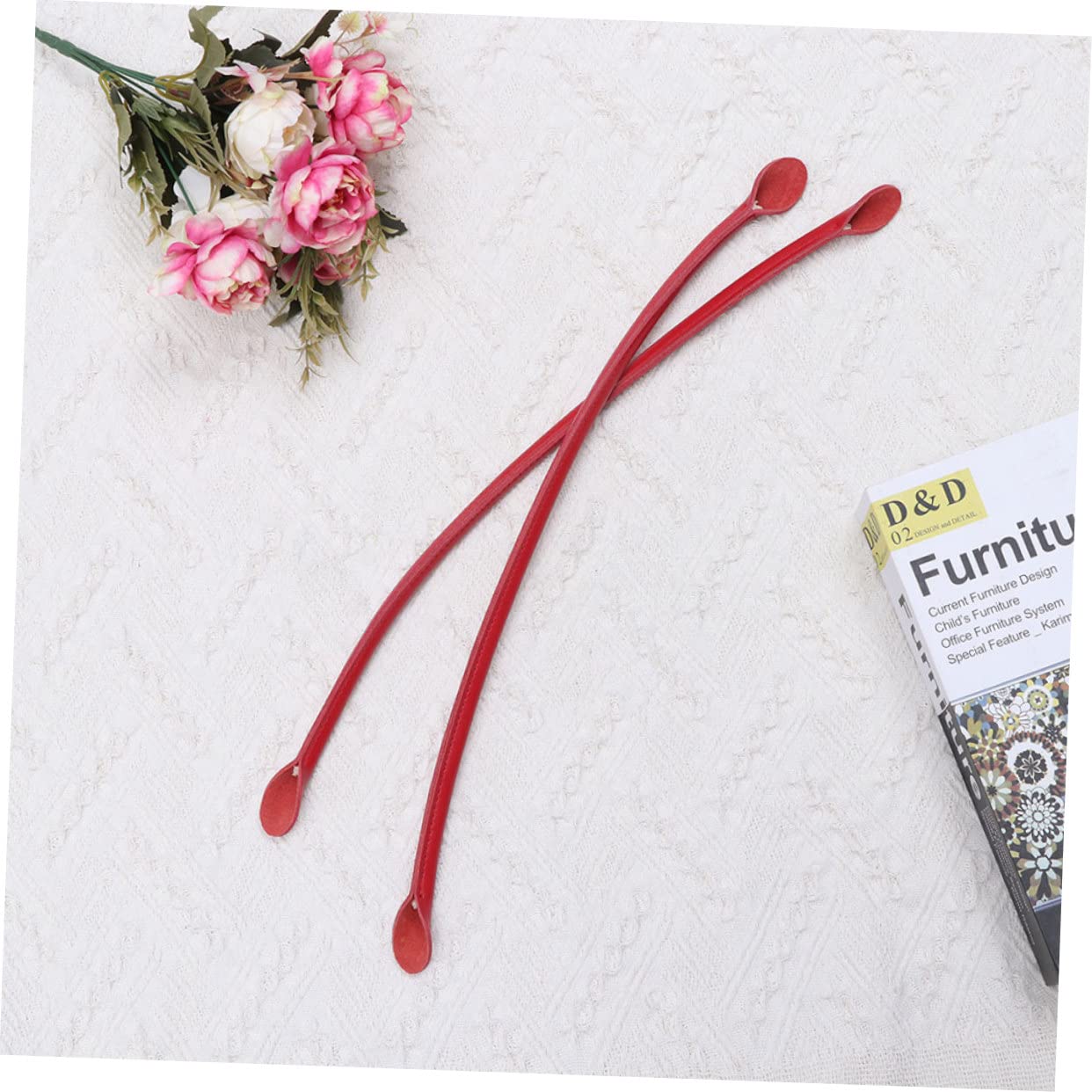 HOODANCOS 3piezas Correa De Bolsa De Cuero De Vaca De Asa De Mano Para Costura Accesorios De Reemplazo Para Bolsos Strap De Tote Atractivo Rojo