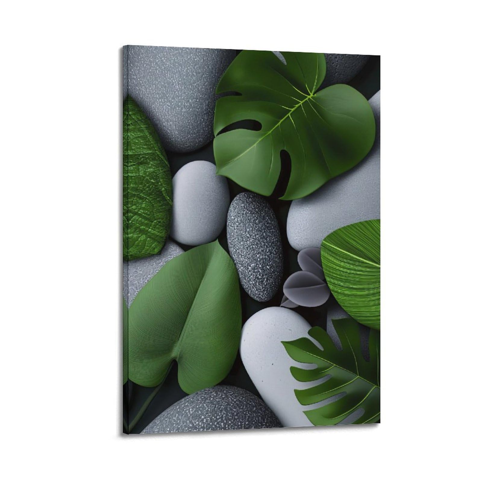 CPGLJD Zen Stones Poster Yoga Meditation Tranquil Stone Greenery Poster Decorative Painting Canvas Wall Posters And Art Picture Print Modern Family Bedroom Decor Posters 24x36inch(60x90cm)