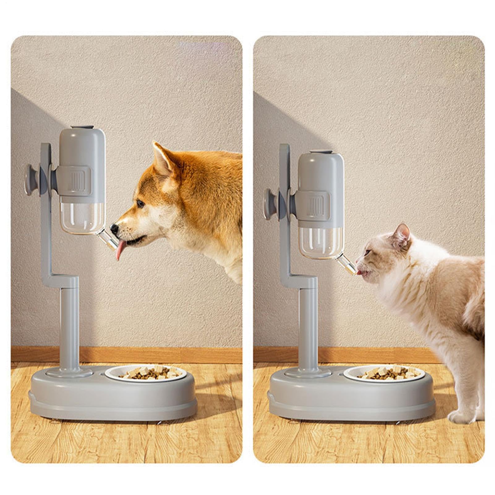 Dispensador Automático De Agua Para Mascotas Bebedero Con Altura Ajustable | Bebedero Antigoteo En Vertical De 75cl Con Base Para Perros para Hámster Ardilla y Erizo