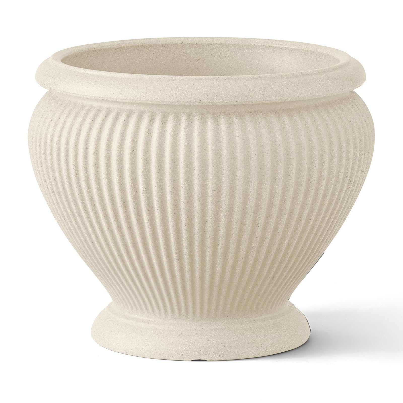 ARBORA 18" Cannes Urn Polyresin Indoor and Outdoor Planter with Classic Cream Finish - Durable, Weatherproof, Lightweight, Large Plant Pot for Patio,