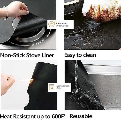 Miniatura 9 de Stove Cover, Stove Covers Reusable Gas Range Protectors for Samsung Gas Range,0.3mm Reusable Gas Stove Burner Covers with 2PCS Silicone Stove