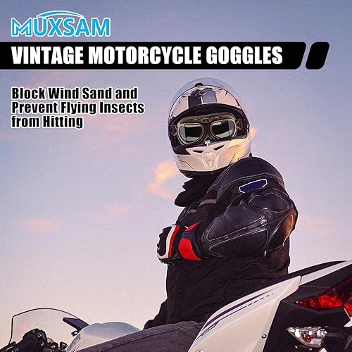 Miniatura 5 de MUXSAM Gafas vintage para motocicleta, ATV Motocross, motocross, motocross, motocross, motocross, scooter, todoterreno, resistente al viento, gafas