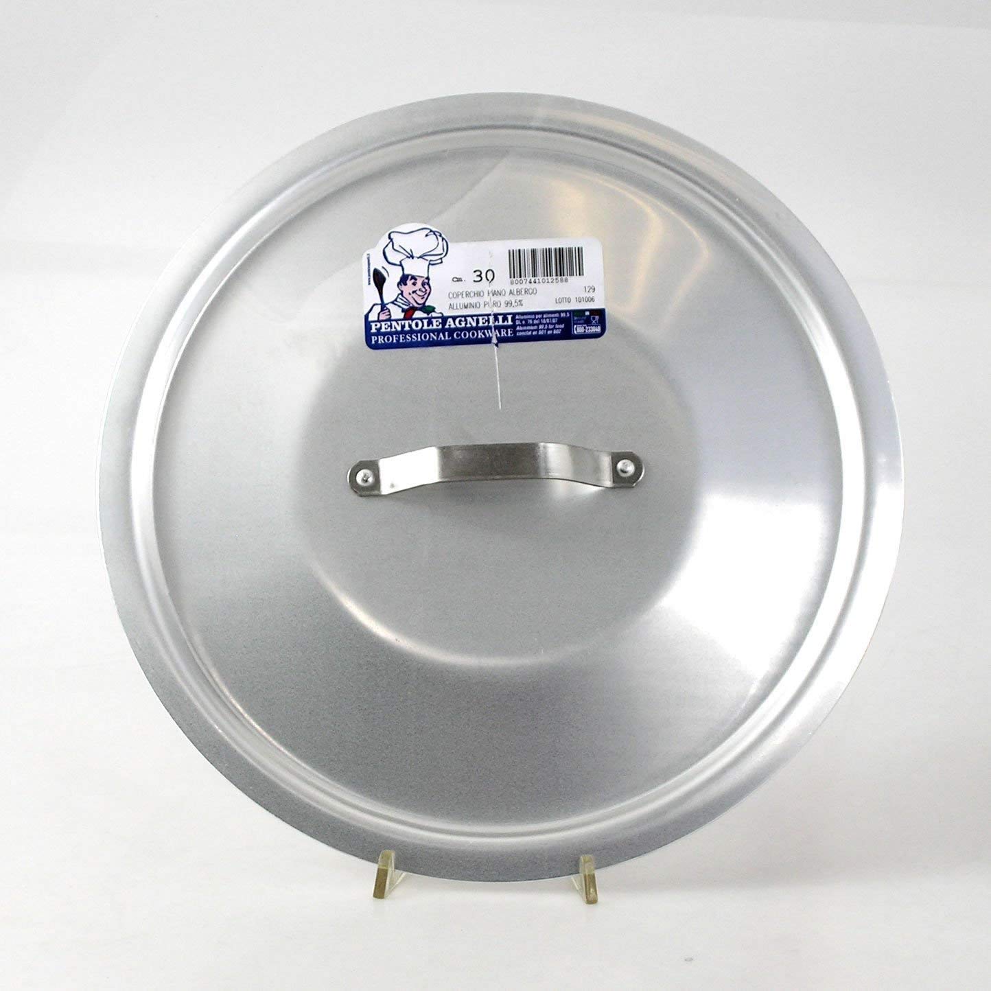 Pentole Agnelli Alma111B28 Padella Alta Per Saltare, Manico Tubolare, Alluminio 3Mm Professionale, Ø 28 Cm & Alma12928 Coperchio Rotondo Pesante Con Ponticello, Alluminio Professionale 3 Mm, 28 Cm