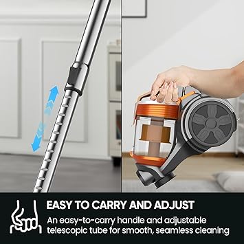 Aspirador sin bolsa, 3600W, potente aspirador 15000pa. Aspiradors potente con cable portátil, aspiradors con bolsa trineo silencioso, cable de 5 m, motor de bajo consumo, alfombras de pelo de (3.5L)4