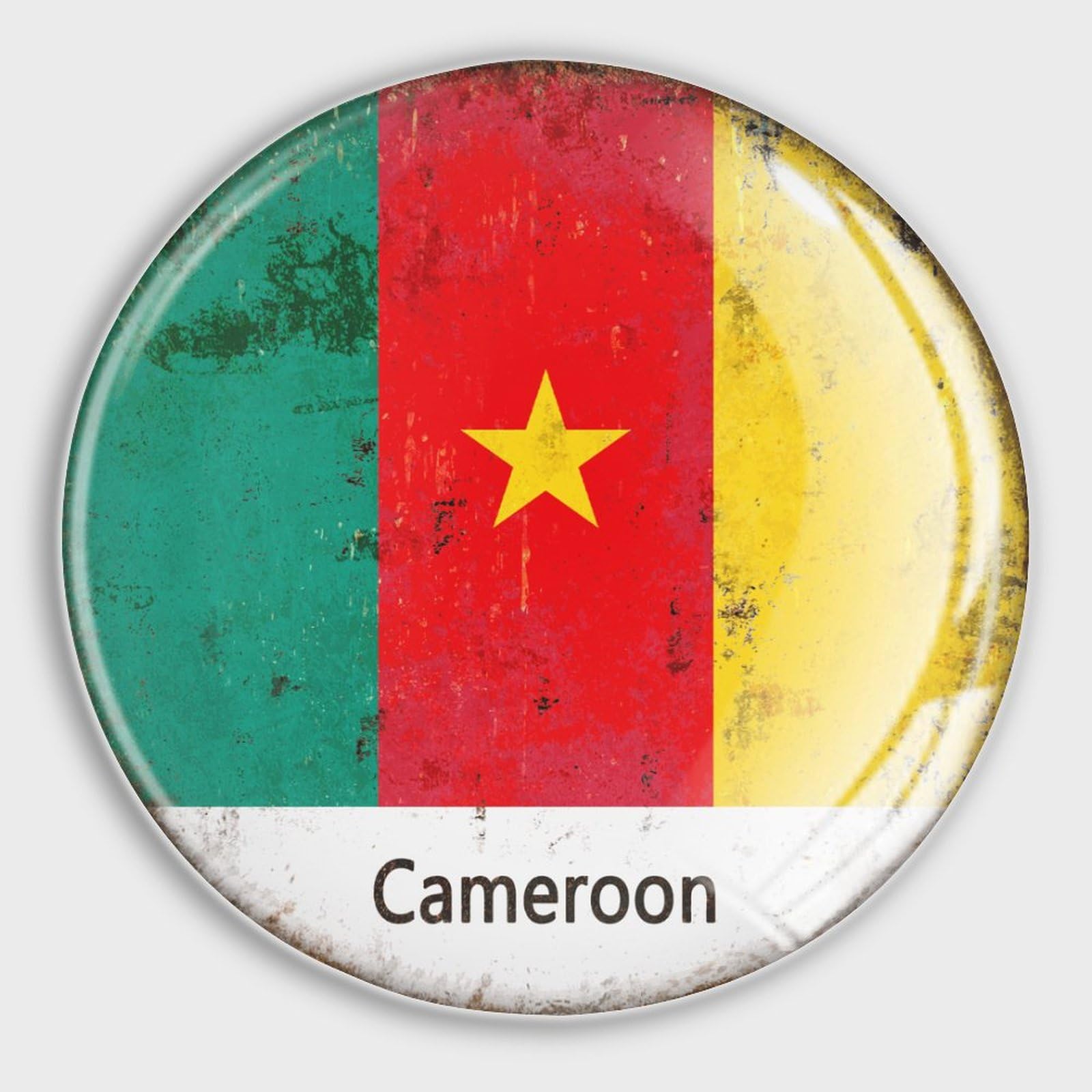 Aimants frigo drapeau Cameroun en verre x4 - Magnets mignons déco cuisine et bureau